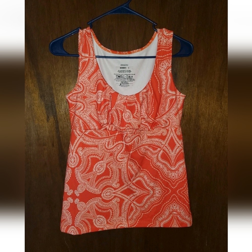 Patagonia Orange Paisley Tank Top Sz Small